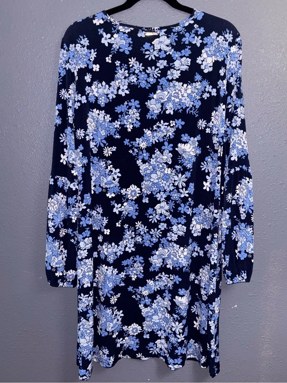 Michael Kors Navy Floral Tunic Dress with Blue & White Blooms